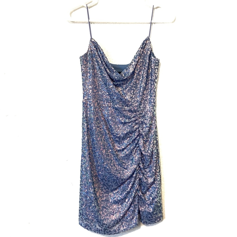 B Darlin Blue Sequin Midi Dress